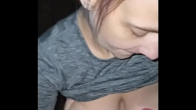 Fucking Her From Behind Then Cumming On Her Chest Outside - Redheaded Viking