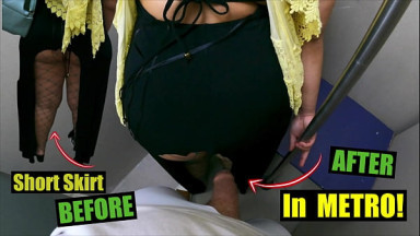 Secret Dick Stuck Under Dress in Subway | Unknown Man Petting Arabic Wife and she Liked!