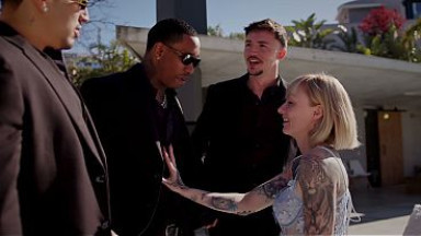 Interracial Gang Bang with Double Penetration for the Submissive Blonde with Tattoos - Hailey Hope