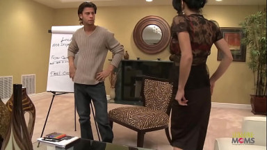 His big cock is perfect for the brunette milf boss with big tits who craves a giant cumshot