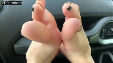 POV Bare Feet With Mistress Sofi in Car