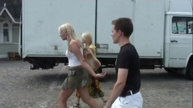 two nasty blondes suck dudes cock all naked on seas shore
