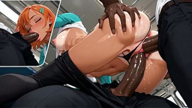 Subway Sex in a Train 5 on 1 with a Redheaded Beauty and Quadruple Anal Penetration - AI GENERATION Anal