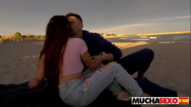 What if someone catches us? Spanish chick fucked on a Public Beach at MuchaSexo