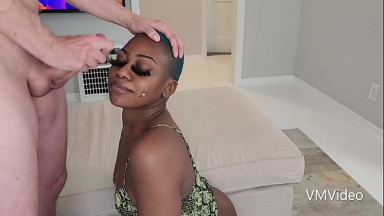 Ebony Girl With Shaved Head Gets Facial From Vince May
