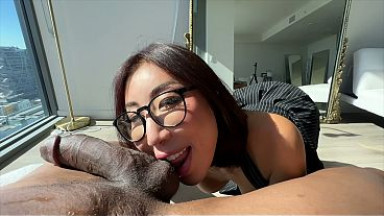 Black Stud Stretches HOT Asian with BIG TITS