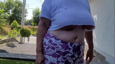 My wife's big natural tits exposed
