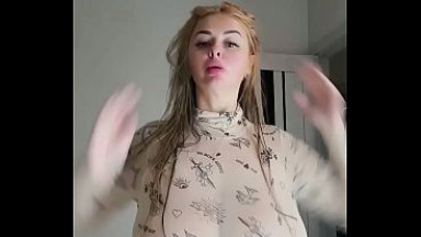 Huge natural breasts jumping caressing hugging