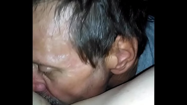 Licking shaved pussy