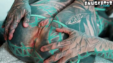 ANAL loving hippie gets fucked and cum covered by tattooed guy with big cock