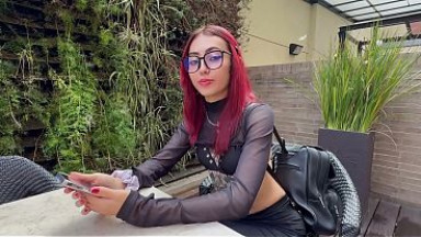 I help a sexy girl in a coffee shop and she thanks me with a deep and wild blowjob - Felipe Skull