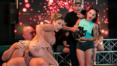 Legs Spread Wide on Club Couch for Deep Missionary Fucking