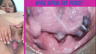 Gaping my fat and hairy pussy